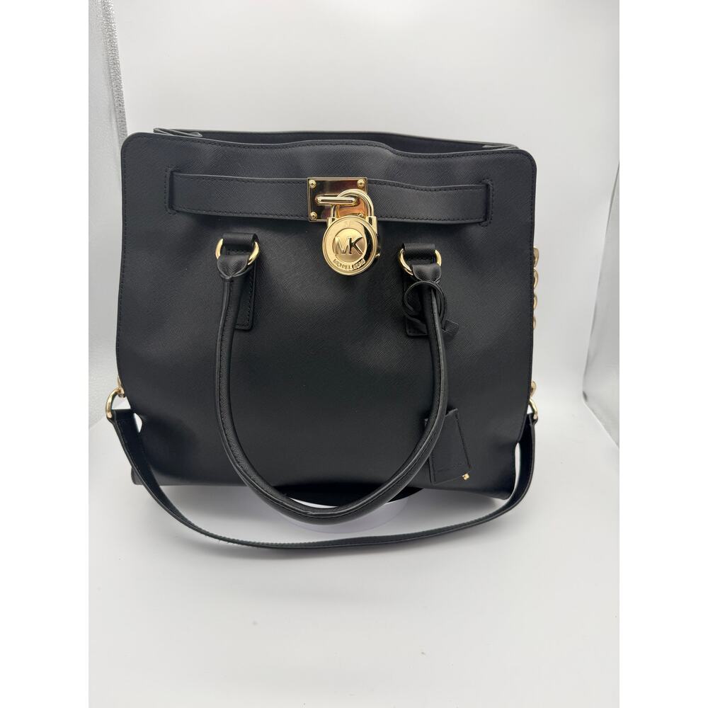 Michael Kors Hamilton Large N/S Tote – Black Saffiano Leather & Gold Hardware - Picture 2 of 16
